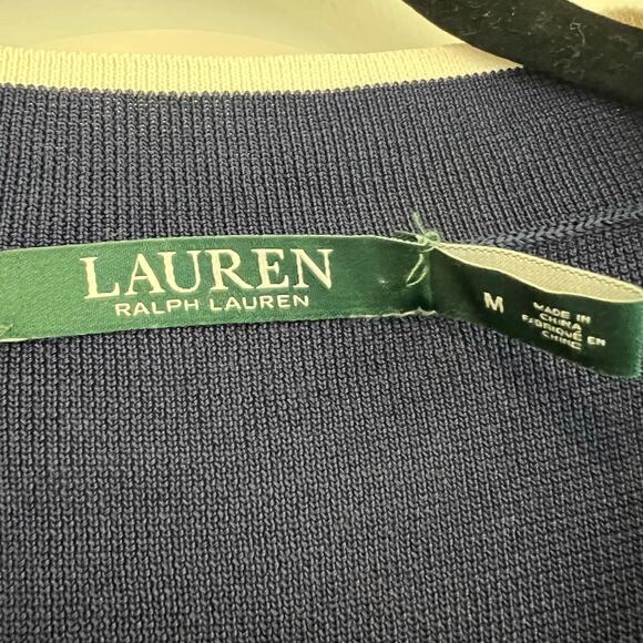 Lauren‎ Ralph Lauren Sleeveless V Neck Sweater Dark Navy Preppy Nautical Size M - Picture 4 of 8